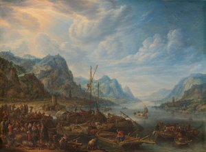 Riviergezicht met aanlegplaats by Herman Saftleven Oil Painting