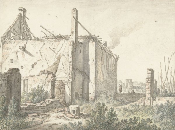 Ruine van een huis in Utrecht  by Herman Saftleven - Hand-Painted Oil Painting Reproduction
