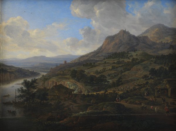 Wine Harvest at the Rhine  by Herman Saftleven - Hand-Painted Oil Painting Reproduction