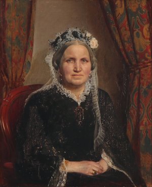 Portraet af grevinde Julie Louise Sophie Trampe, f. komtesse Ahlefeldt-Laurvigen by Herman Siegumfeldt Oil Painting