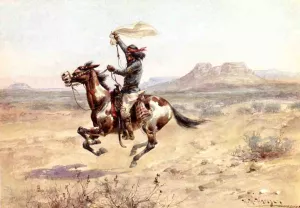 Apache Indian Scout Signalling the Column Oil painting by Herman W. Hansen