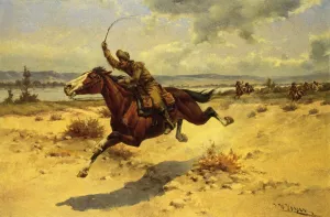 Pony Express Rider Oil painting by Herman W. Hansen