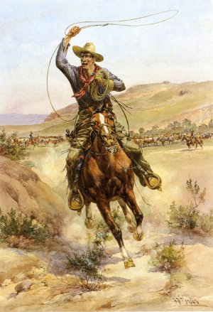 Spring Roundup by Herman W. Hansen Oil Painting