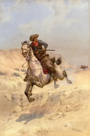 The Pursuit by Herman W. Hansen Oil Painting