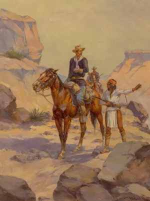 Patrolling the Rio Grande by Herman Wendelborg Hansen Oil Painting