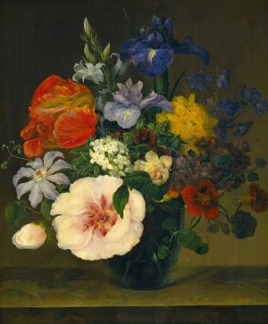 Flowers In A Glass by Hermania Neergaard Oil Painting