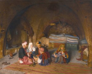 A family in bethlehem by Hermann Behmer Oil Painting