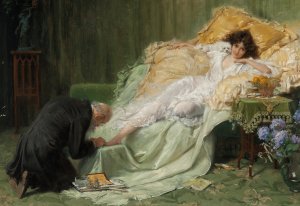 Beauty Cult - The Pedicure by Hermann Clementz Oil Painting