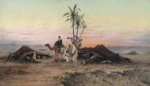 A Bedouin Camp At Dusk by Hermann David Salomon Corrodi Oil Painting