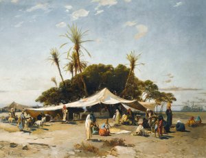 A camp in the desert by Hermann David Salomon Corrodi Oil Painting