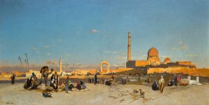 An extensive view of Cairo by Hermann David Salomon Corrodi Oil Painting