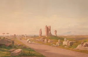 Appian Way by Hermann David Salomon Corrodi Oil Painting