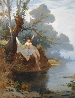 By The Riverbank by Hermann David Salomon Corrodi Oil Painting
