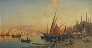 Capriccio View Of The Golden Horn, Constantinople by Hermann David Salomon Corrodi Oil Painting