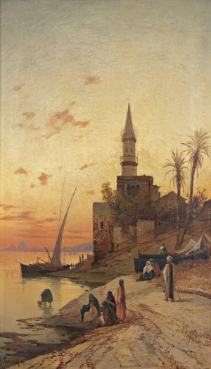 On The Banks Of The Nile by Hermann David Salomon Corrodi Oil Painting