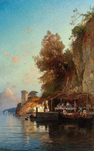 Refuge by the Sea by Hermann David Salomon Corrodi Oil Painting