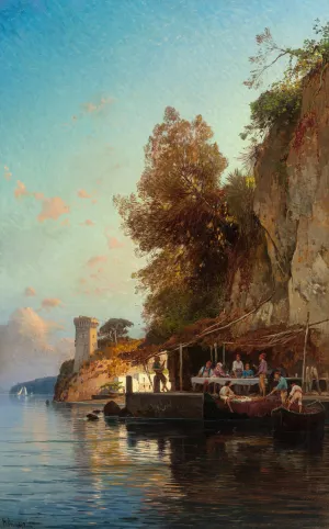 Refuge by the Sea by Hermann David Salomon Corrodi Oil Painting
