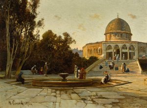 The Dome Of The Rock, Jerusalem by Hermann David Salomon Corrodi Oil Painting