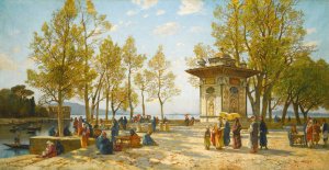 The Fountain Of The Sweet Waters Of Asia, On The Bosphorus by Hermann David Salomon Corrodi Oil Painting