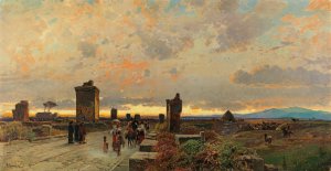 Via Appia Antica by Hermann David Salomon Corrodi Oil Painting