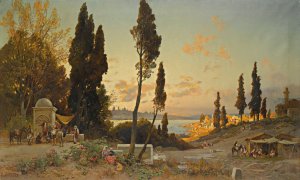 View Across The Bosphorus, Constantinople by Hermann David Salomon Corrodi Oil Painting