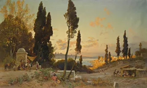 View Across The Bosphorus, Constantinople by Hermann David Salomon Corrodi Oil Painting
