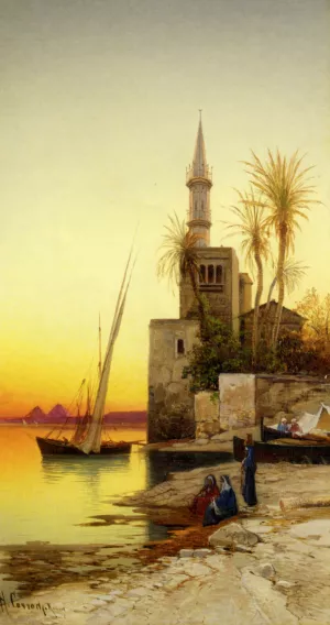 Banks of the Nile by Hermann David Solomon Corrodi - Oil Painting Reproduction