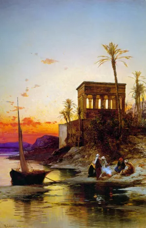 Kiosk of Trajan Philae on the Nile by Hermann David Solomon Corrodi Oil Painting