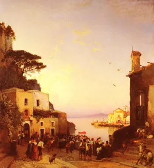 Processione a Sorrento by Hermann David Solomon Corrodi - Oil Painting Reproduction