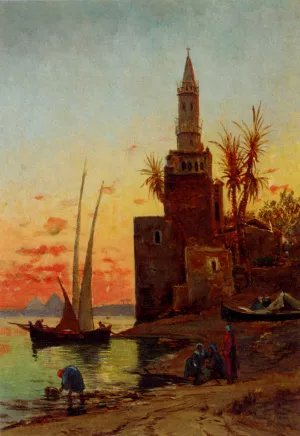 Sunset On The Nile by Hermann David Solomon Corrodi Oil Painting