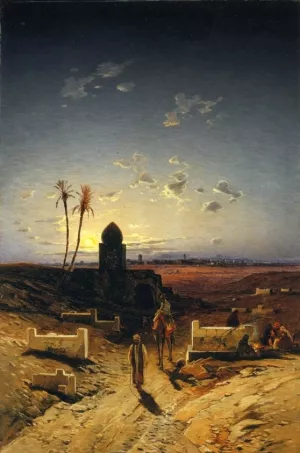 Twilight in the Desert by Hermann David Solomon Corrodi - Oil Painting Reproduction