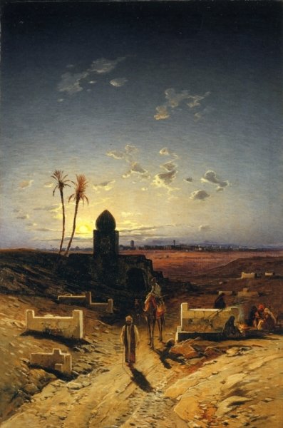 Main Product Photo of Twilight in the Desert Painting by Hermann David Solomon Corrodi