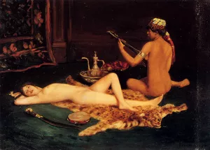 Reclining Odalisque by Hermann Fenner Behmer - Oil Painting Reproduction