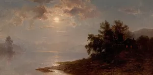 Moonlit Lake, White Mountains by Hermann Fuechsel Oil Painting