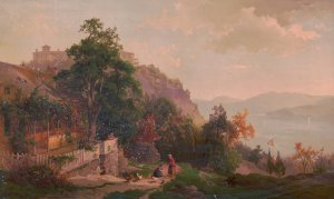View on the Hudson near West Point by Hermann Fuechsel Oil Painting