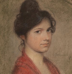 Portrait of a Young Girl by Hermann Hanaczek Oil Painting