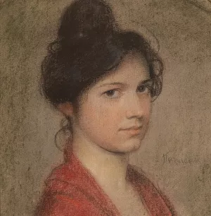 Portrait of a Young Girl by Hermann Hanaczek Oil Painting