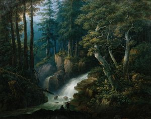 Der Wasserfall der Ilse auf dem Brocken im Harzgebirge by Hermann Josef Neefe Oil Painting