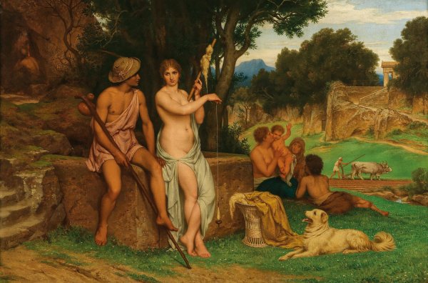 An Arcadian Landscape  by Hermann Julius Schlossner - Hand-Painted Oil Painting Reproduction