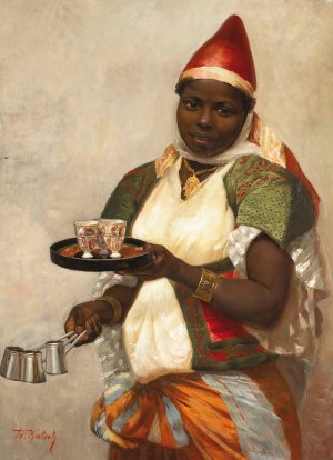 Kadija The Tunisian Girl Bringing Coffee by Hermann Katsch Oil Painting