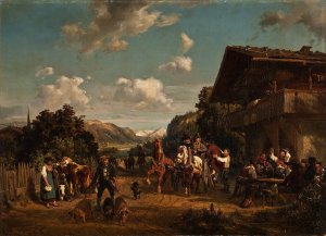Tyrolean Roadside Inn by Hermann Kauffmann Oil Painting