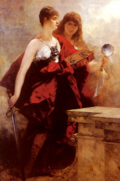 Main Product Photo of Allegory of Wisdom and Justice Painting by Hermann Kaulbach