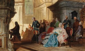 Johann Sebastian Bach at the Organ in Sanssouci in the Presence of Frederick the Great and the Royal Family on 7 May 1747 by Hermann Kaulbach Oil Painting