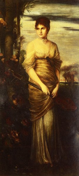 Portrait of a Lady with a Mandolin by Hermann Kaulbach Oil Painting
