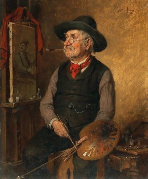 A Painter At The Easel by Hermann Kern Oil Painting