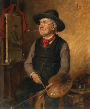 A Painter At The Easel by Hermann Kern Oil Painting