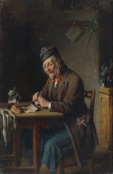 Brotzeit by Hermann Kern - Hand-Painted Oil Painting Reproduction