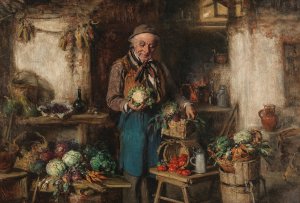 Der Gemusehandler by Hermann Kern Oil Painting