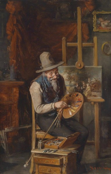 Main Product Photo of Der Kunstler an der Staffelei Painting by Hermann Kern