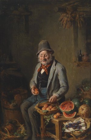 Der Obsthandler by Hermann Kern Oil Painting